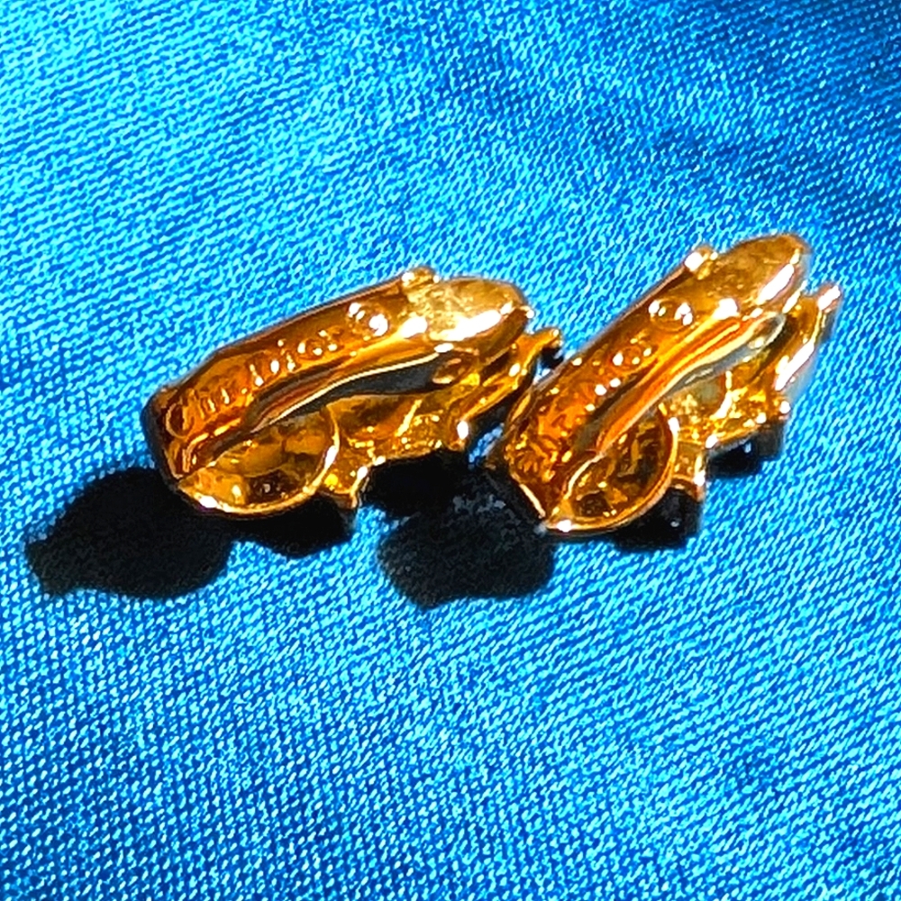 DIOR Vintage Gold Plated Crystal Earrings ✨ - Picture 3 of 7
